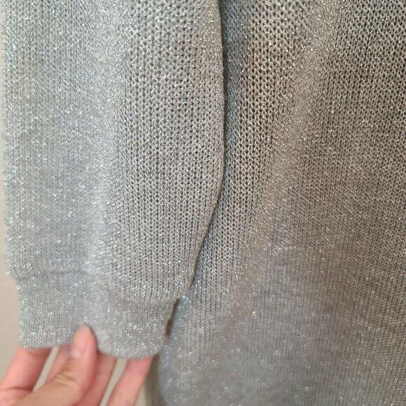 Divided H&M Sweater Womens Medium Gray Metallic Slouchy Sleeve Hooded Casual - Picture 9 of 12